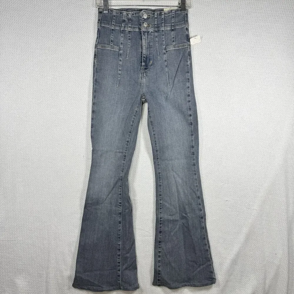 NWT Free People We The Free Jayde Jeans Size 27 High Rise Flare Leg Blue Denim